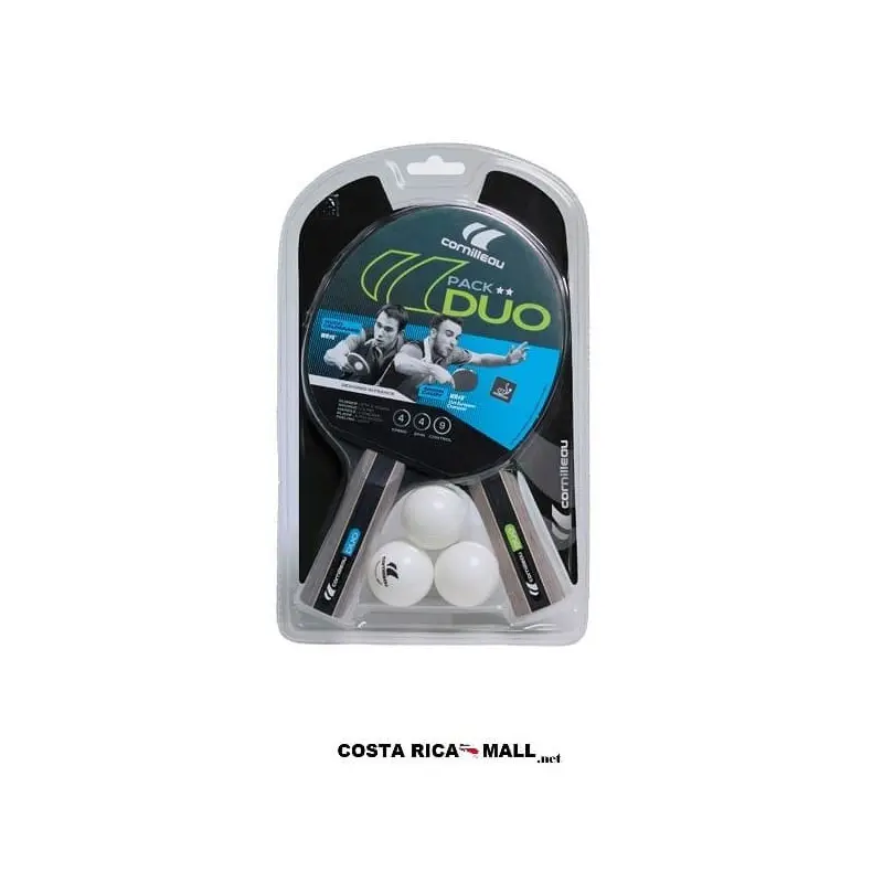 Set de Ping Pong Pack Duo 432050 CORNILLEAU. El set de ping pong Pack Duo CORNILLEAU con 2 raquetas y 3 bolas. Raquetas de madera y caucho ITTF (2 estrellas). Ideal para uso recreativo y familiar.