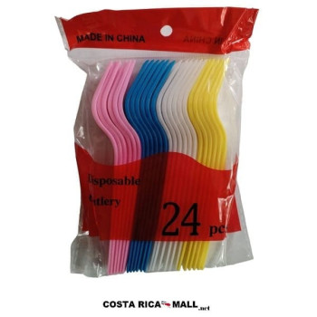 TENEDORES PARA FIESTA 24PCS 4 COLORES 81264