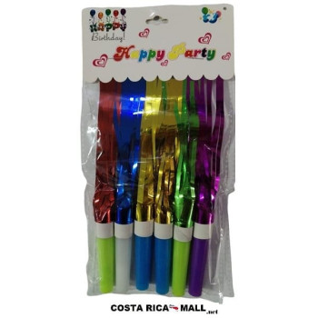 SILBATOS PARA FIESTA 6PCS CON BARBAS METALIZADAS 81165