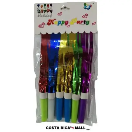 SILBATOS PARA FIESTA 6PCS CON BARBAS METALIZADAS 81165