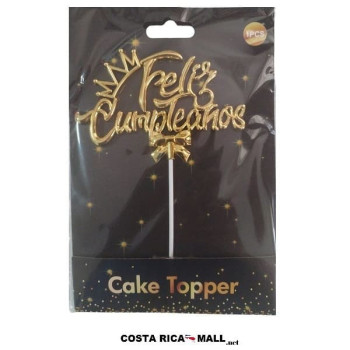 TOPPER PARA QUEQUE FELIZ CUMPLEAÑOS AMARILLO 21220