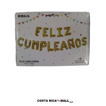 GLOBOS FELIZ CUMPLEAÑOS DORADO 59539-2