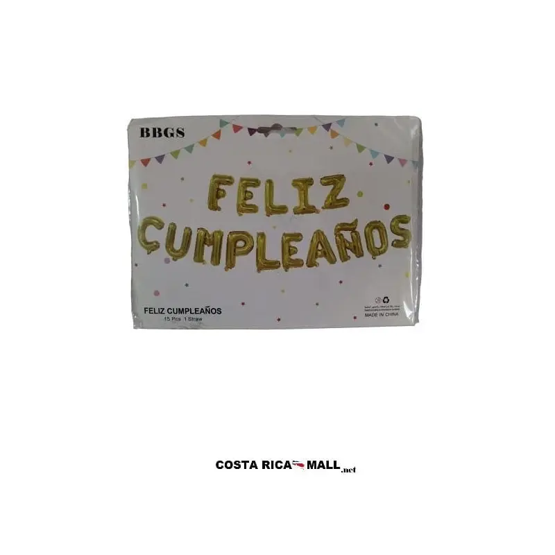 GLOBOS FELIZ CUMPLEAÑOS DORADO 59539-2