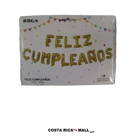 GLOBOS FELIZ CUMPLEAÑOS DORADO 59539-2