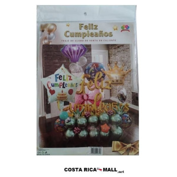 SET DE 43 GLOBOS FELIZ CUMPLEAÑOS SIRENA 47717