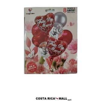 SET DE 8 GLOBOS FELIZ DIA MAMA 10679