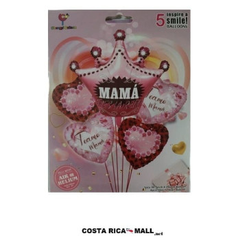 SET DE 5 GLOBOS MAMA ERES LA REINA 97786