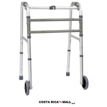 ANDADERA DE ALUMINIO PLEGABLE 2 BOTONES Y RUEDAS WA012US KXMEDICAL