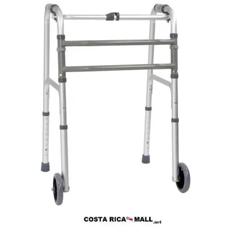 ANDADERA DE ALUMINIO PLEGABLE 2 BOTONES Y RUEDAS WA012US KXMEDICAL