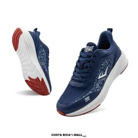 Zapato tenis azul marino con diseño inspirado en Costa Rica y logo de Everlast, ideal para deportistas