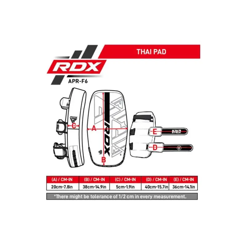 MEDIDAS PROTECTOR DE PATADAS F6 KARA THAI PAD RDX