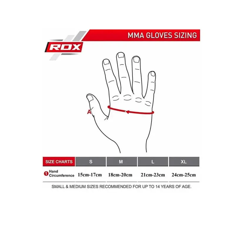 MEDIDAS GUANTES PARA MMA F6 SPARRING AMARILLO RDX