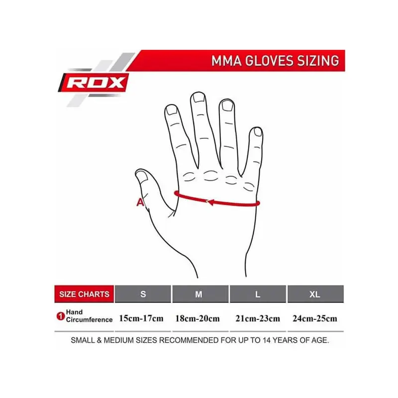 MEDIDAS GUANTES PARA MMA GRAPPING F6 KARA BKGD RDX