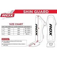 MEDIDAS ESPINILLERAS MMA EMPEINE F6 KARA NEGRO BLANCO RDX