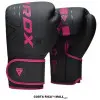 GUANTES PARA BOXEO KARA F6 ENTRENAMIENTO NEGRO CON ROSADO RDX