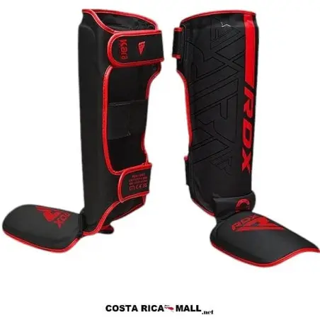 ESPINILLERAS MMA EMPEINE F6 KARA NEGRO ROJO RDX