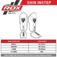 MEDIDAS ESPINILLERAS MMA EMPEINE T17 AURA DORADO RDX