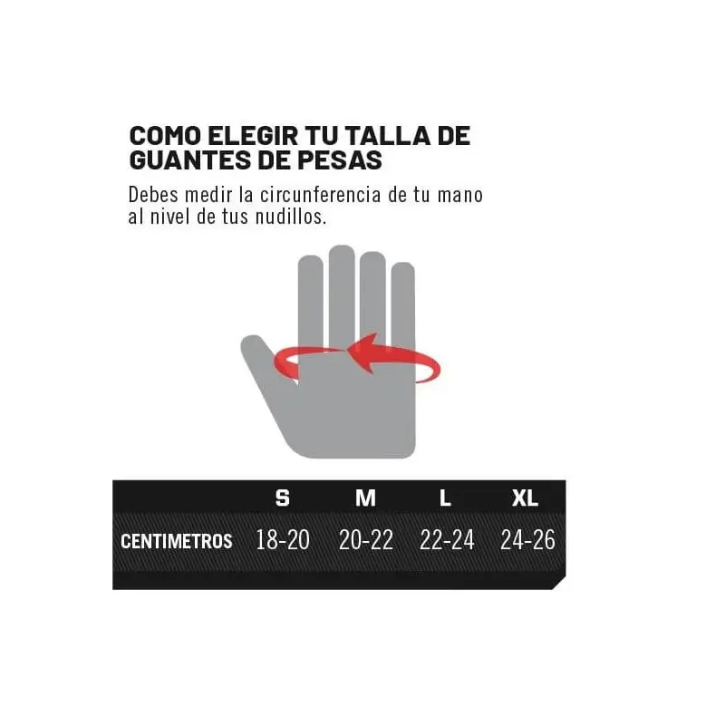 TABLA DE MEDIDAS GUANTES PARA PESAS WGKR769 RUNIC EN COSTA RICA