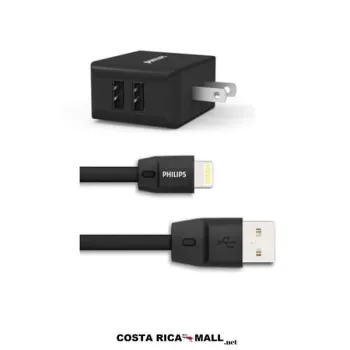 COMBO CARGADOR 2 USB Y CABLE LIGHTNING DLP2506L PHILIPS