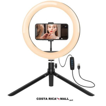ANILLO DE LUZ LED CON MINI TRÍPODE ARG-LP-9315BK ARGOM