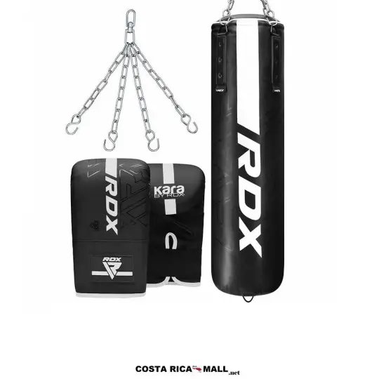 Saco de Boxeo RDX Pesado F6 Kara 4FT. Cuero NTearx y sistema de anclaje de 45cm en Costa Rica.