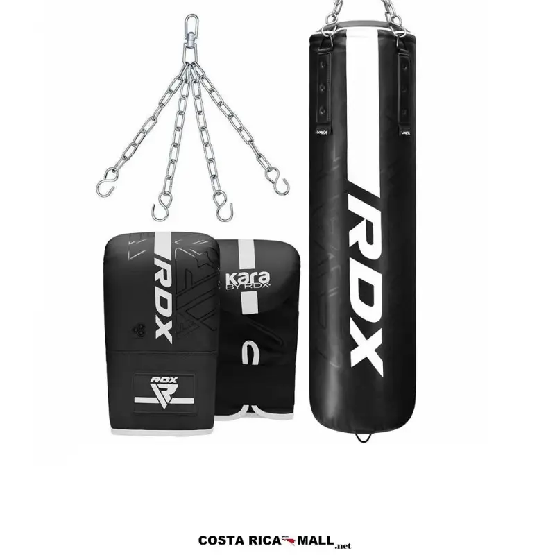 Saco de Boxeo RDX Pesado F6 Kara 4FT. Cuero NTearx y sistema de anclaje de 45cm en Costa Rica.