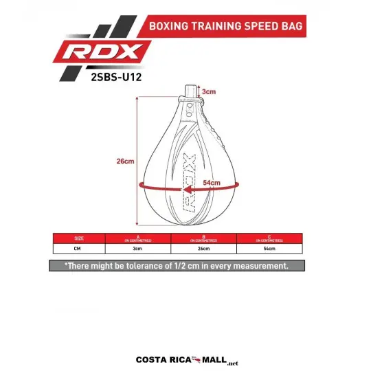 Medidas para la Pera de Boxeo 2Y RDX. Color Amarillo con negro