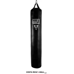 Saco de Boxeo Cuero Thai 100lb TITLE BOXING Sandbag. Costal pesado negro para Muay Thai. Entrenamiento Gimnasio Costa Rica.