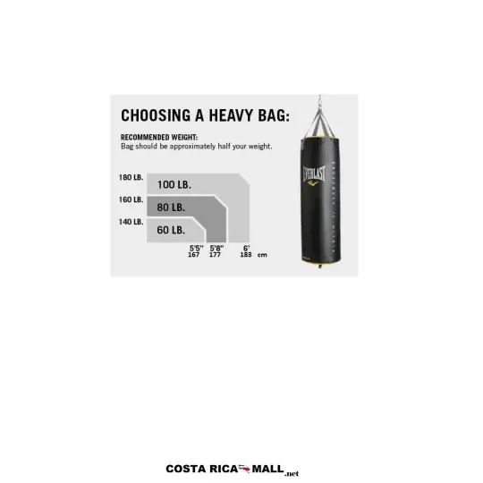 Medidas del Saco de Boxeo 70 Lbs Rosado EVERLAST