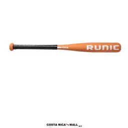 Bate de Béisbol T-Ball Runic Blaster de aluminio 25". Color naranja brillante y negro. Diseño ligero y equilibrado.