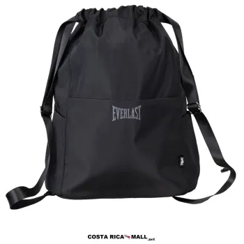 Bolso Deportivo EVERLAST DLX de 24 litros en color Negro. Diseño de saco con correas transpirables y múltiples bolsillos.