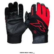 Guantes de Bateo RUNIC BASES LOADED en color Negro con Rojo. Palma de piel sintética y ajuste con velcro.
