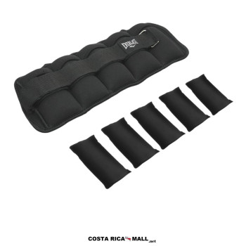 Pesas de Tobillo EVERLAST Ajustables de 2 a 10 Lbs por par, con diseño en color negro y cierre de velcro.