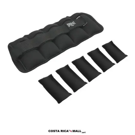 Pesas de Tobillo EVERLAST Ajustables de 2 a 10 Lbs por par, con diseño en color negro y cierre de velcro.