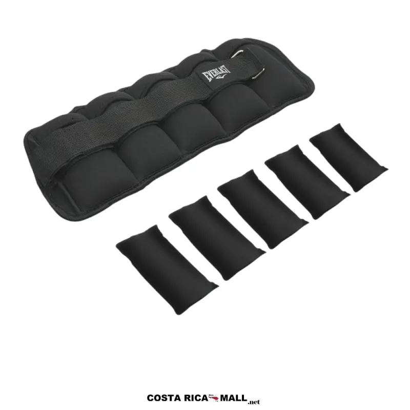 Pesas de Tobillo EVERLAST Ajustables de 2 a 10 Lbs por par, con diseño en color negro y cierre de velcro.