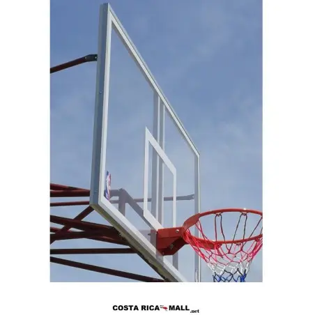 Tablero de Baloncesto Acrílico Transparente 180x105 cm con aro de doble resorte y marco metálico reforzado