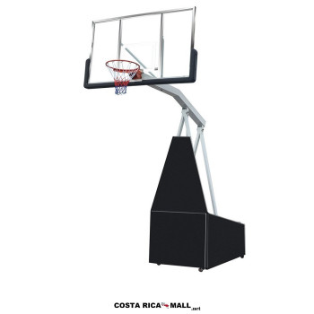 Tablero de Baloncesto Móvil Profesional, tablero de Vidrio Templado 10 mm oficial 180x105 cm, plegable, con poste.