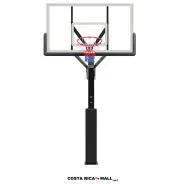 Tablero de Baloncesto SBA029, Vidrio Temperado 12 mm oficial 180x105 cm, poste de acero 152 mm, altura ajustable.