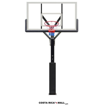 Tablero de Baloncesto SBA029, Vidrio Temperado 12 mm oficial 180x105 cm, poste de acero 152 mm, altura ajustable.