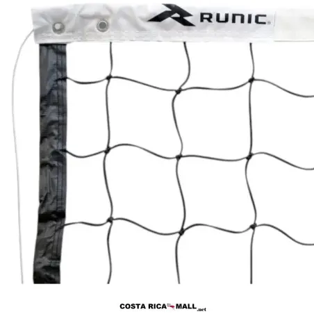 Net de voleibol sencilla RUNIC T4001N de color negro. Hilo de 2mm, malla de 9.5x9.5 cm, bandas de refuerzo de PVC negro de 4 cm.
