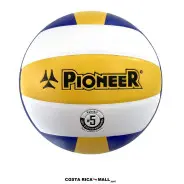 Balón de voleibol N°5 V518C PIONEER (PVC), cosido a máquina, listo para uso recreativo en canchas de concreto o madera.