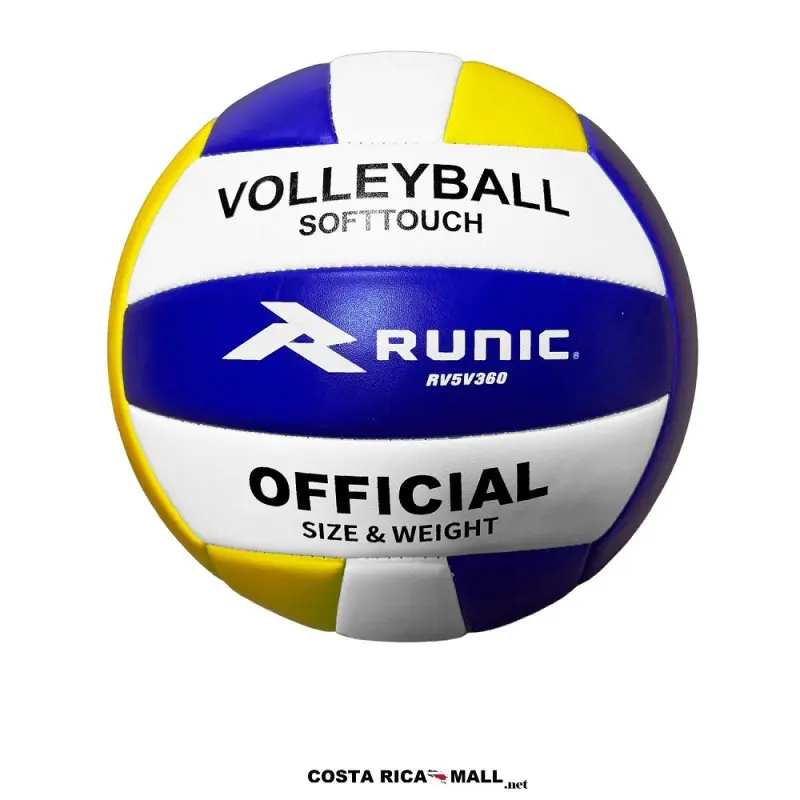 Balón de voleibol RUNIC SOFT RV5V360 de 12 paneles cosidos, con cubierta de esponja suave, disponible Azul-blanco-amarillo