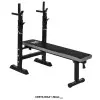 Banco de pesas plano compacto EVERLAST EVWB1W101, ideal para entrenamiento abdominal y press de banca con mancuernas.