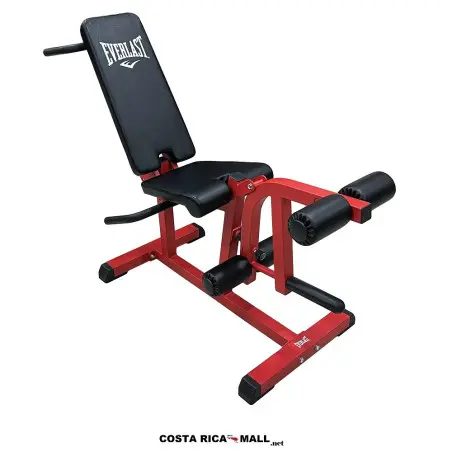 Banco para extensión de piernas EVERLAST EVLC4W600, equipo semiprofesional con estructura de acero sólido y capacidad de 250 kg.