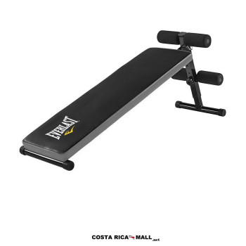 Banco para abdominales recto EVERLAST EVSU1W110, color negro con gris, altura ajustable y base antideslizante.