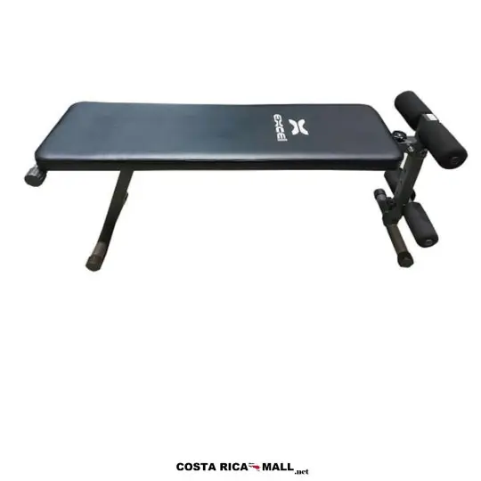 Banco recto para pesas EXCEL RUSUB1160A, estructura metálica, ideal para press de banca, abdominales y entrenamiento de fuerza.