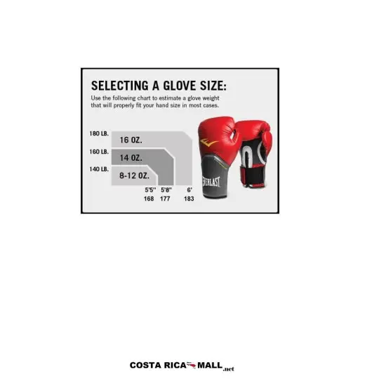 Medidas Guante de boxeo EVERLAST ELITE V2 10oz color Dorado.