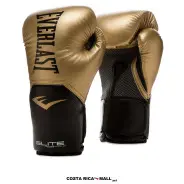 Guante de boxeo EVERLAST ELITE V2 10oz color Dorado. Diseño con ventilación de malla y muñequera reforzada Evershield.