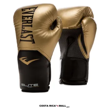 Guante de boxeo EVERLAST ELITE V2 10oz color Dorado. Diseño con ventilación de malla y muñequera reforzada Evershield.