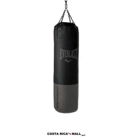 Saco de Boxeo 100lb Powerlock Pro EVERLAST en cuero de primera calidad con sistema de suspensión reforzado. Color negro